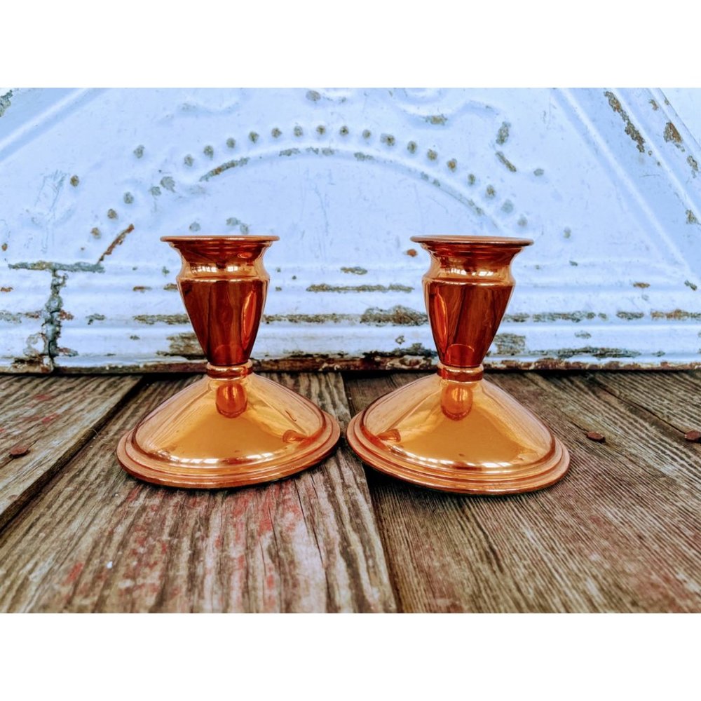 Vintage Coppercraft guild Copper Candle Holders